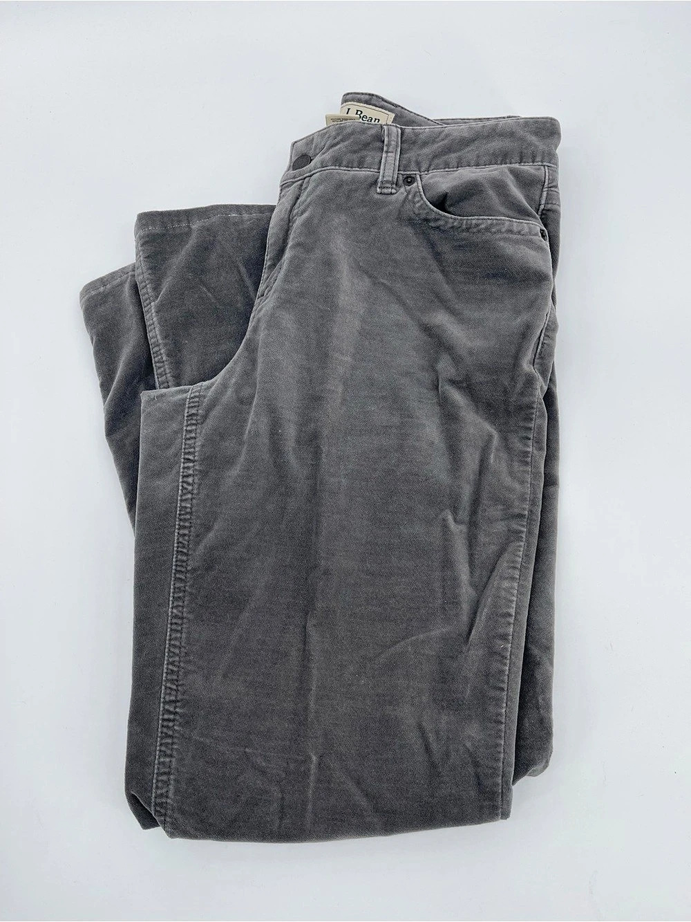 L.L.Bean Favorite Fit Velour Straight Leg Gray Pants Size 4 Regular